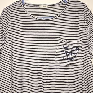 Mango Navy & White Striped tee